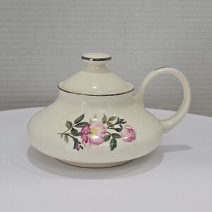 Wild Rose Serveware Lid Floral Metallic Trim Cottage Granny Core Shabby Chic